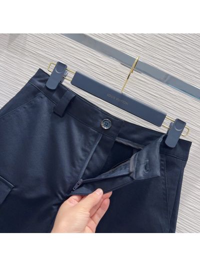 Louis Vuitton Short Sleeve Contrast-Trim Pants in Navy