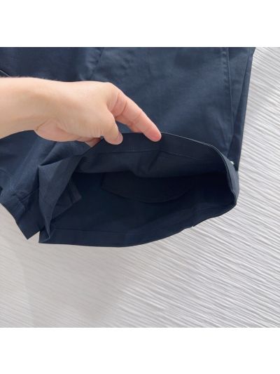Louis Vuitton Short Sleeve Contrast-Trim Pants in Navy