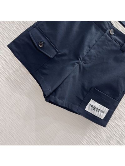 Louis Vuitton Short Sleeve Contrast-Trim Pants in Navy