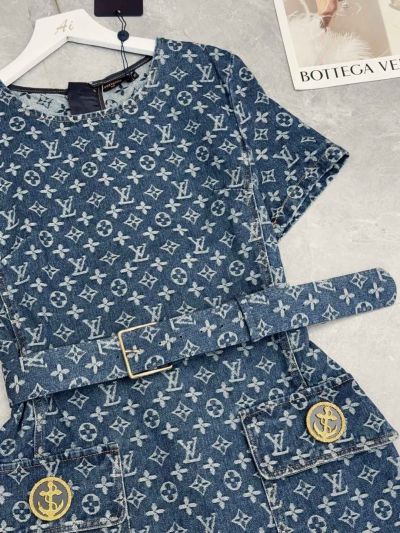 Louis Vuitton Short Sleeve Denim Dress in Navy