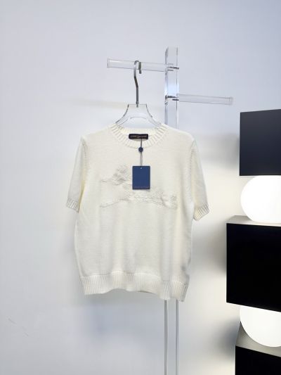 Louis Vuitton Short Sleeve Embroidered Top in White