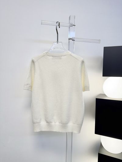 Louis Vuitton Short Sleeve Embroidered Top in White