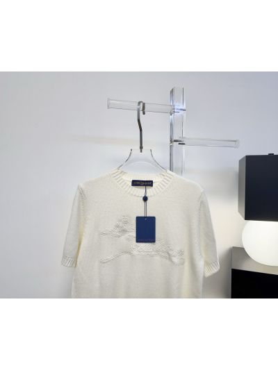 Louis Vuitton Short Sleeve Embroidered Top in White