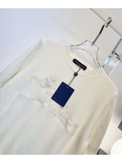Louis Vuitton Short Sleeve Embroidered Top in White