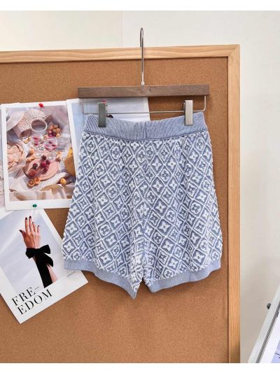 Louis Vuitton Short Sleeve Jacquard Skirt in Light Blue