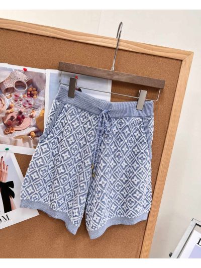 Louis Vuitton Short Sleeve Jacquard Skirt in Light Blue