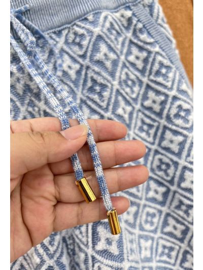 Louis Vuitton Short Sleeve Jacquard Skirt in Light Blue
