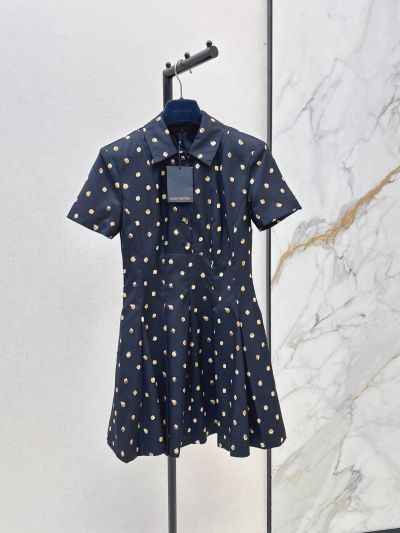 Louis Vuitton Short Sleeve Mini Dress in Navy