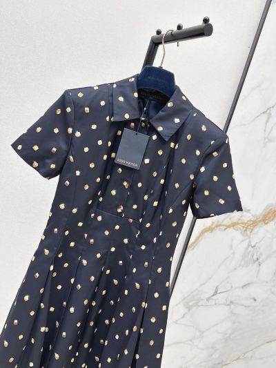 Louis Vuitton Short Sleeve Mini Dress in Navy