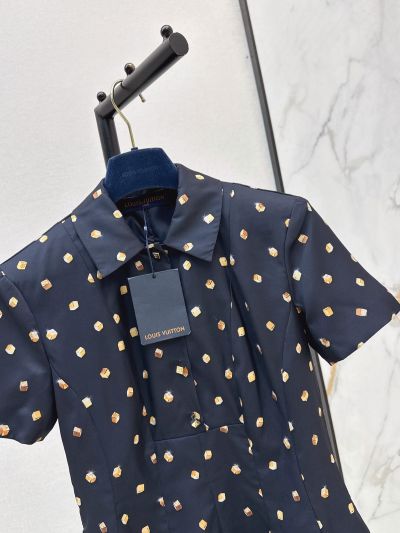 Louis Vuitton Short Sleeve Mini Dress in Navy