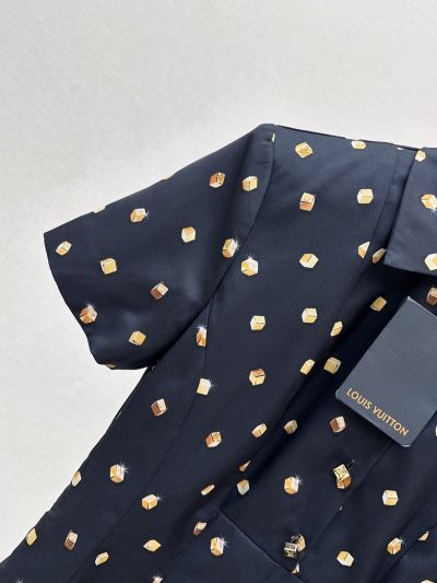 Louis Vuitton Short Sleeve Mini Dress in Navy