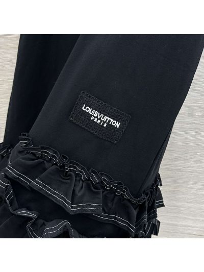 Louis Vuitton Short Sleeve Ruffled Dress in Black