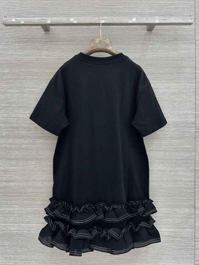 Louis Vuitton Short Sleeve Ruffled Dress in Black