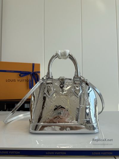 Louis Vuitton Alma BB Silver-Toned Glossy Monogram Dome Handbag M26335