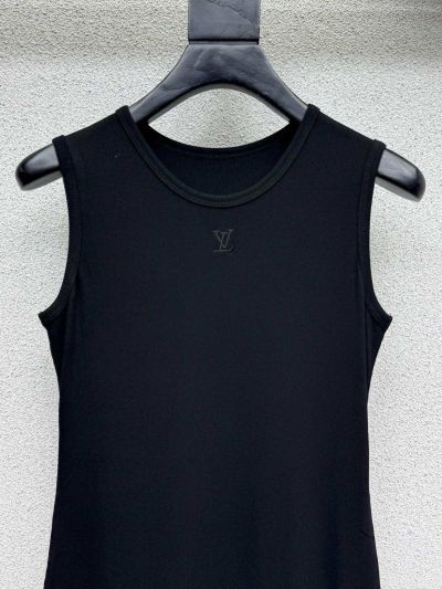 Louis Vuitton Sleeveless Contrast-Trim Dress in Black and White