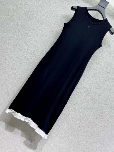 Louis Vuitton Sleeveless Contrast-Trim Dress in Black and White
