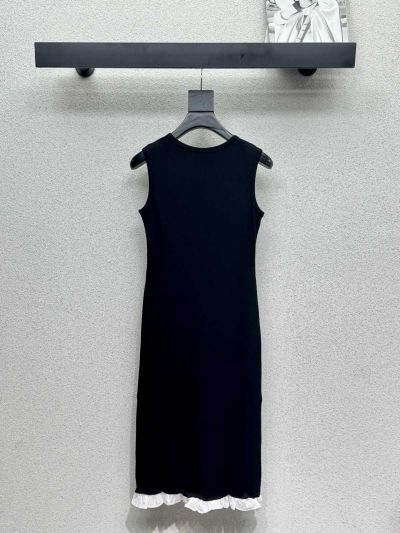 Louis Vuitton Sleeveless Contrast-Trim Dress in Black and White