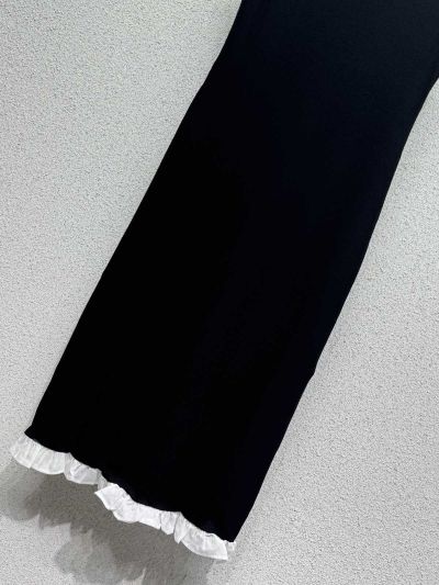 Louis Vuitton Sleeveless Contrast-Trim Dress in Black and White