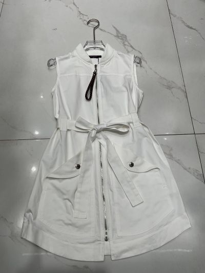 Louis Vuitton Sleeveless Contrast-Trim Dress in White