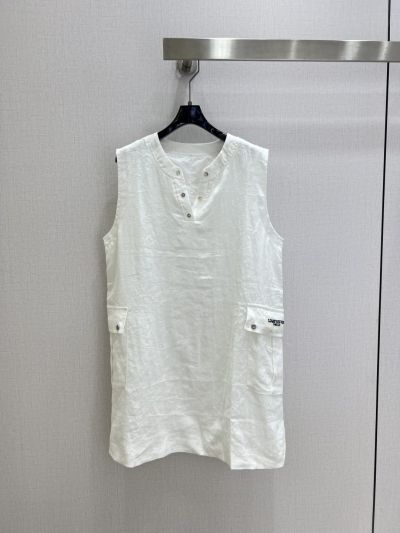 Louis Vuitton Sleeveless Linen Dress in White
