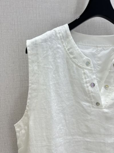 Louis Vuitton Sleeveless Linen Dress in White
