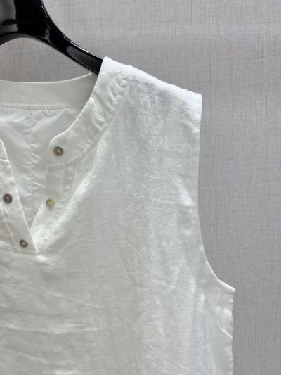 Louis Vuitton Sleeveless Linen Dress in White