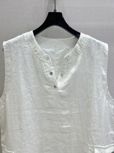 Louis Vuitton Sleeveless Linen Dress in White