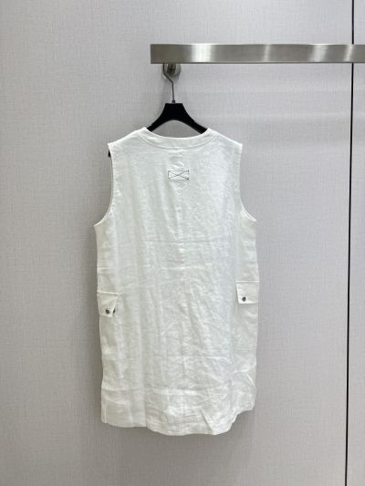 Louis Vuitton Sleeveless Linen Dress in White