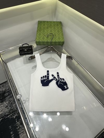 Louis Vuitton Sleeveless Monogram Top in Black and White