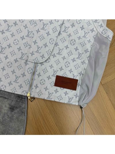 Louis Vuitton Stand Collar Sleeveless Vest in White and Grey