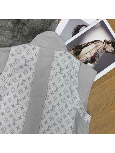 Louis Vuitton Stand Collar Sleeveless Vest in White and Grey