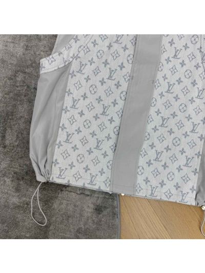 Louis Vuitton Stand Collar Sleeveless Vest in White and Grey