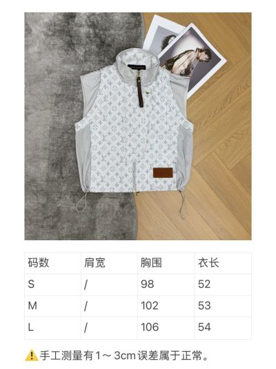 Louis Vuitton Stand Collar Sleeveless Vest in White and Grey
