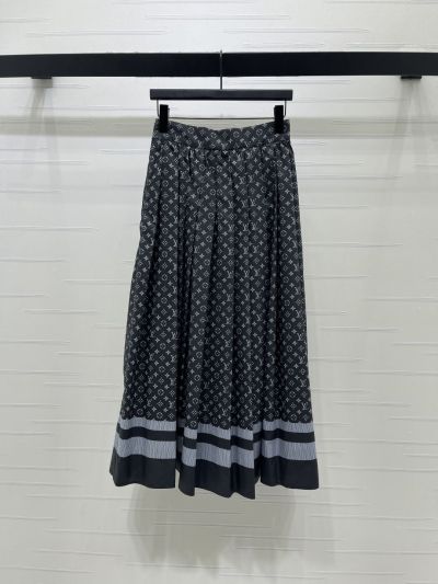 Louis Vuitton Striped Monogram Skirt in Navy and Grey