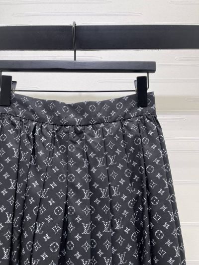 Louis Vuitton Striped Monogram Skirt in Navy and Grey