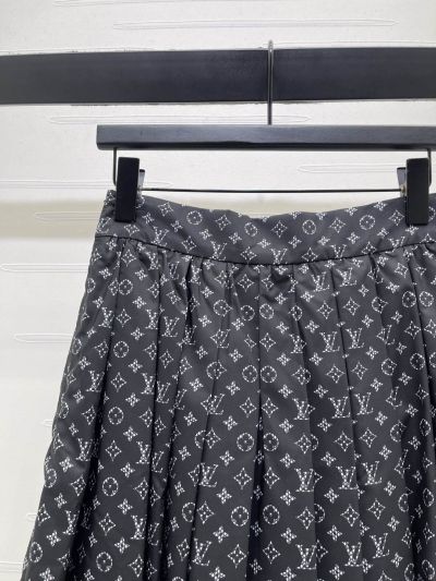 Louis Vuitton Striped Monogram Skirt in Navy and Grey