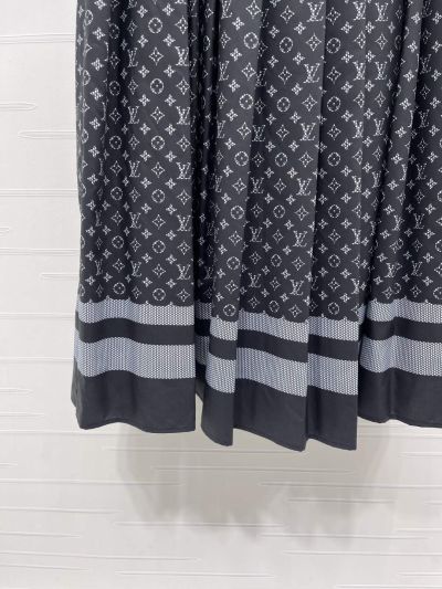 Louis Vuitton Striped Monogram Skirt in Navy and Grey