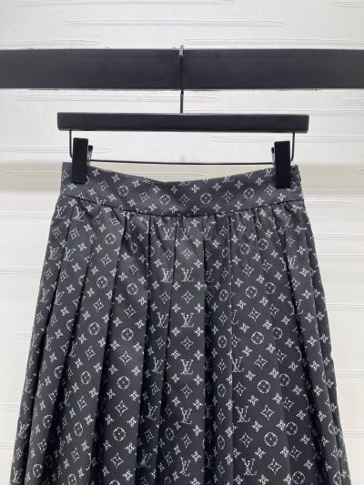 Louis Vuitton Striped Monogram Skirt in Navy and Grey