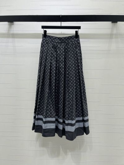 Louis Vuitton Striped Monogram Skirt in Navy and Grey