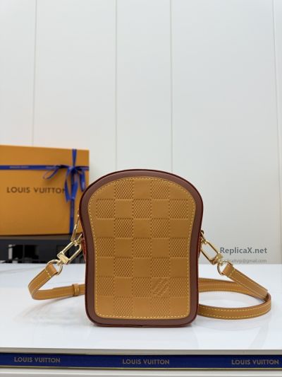 Louis Vuitton Tan Check-Effect Shaped Crossbody Bag