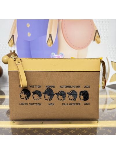 Louis Vuitton Tan Graphic Pouch with Yellow Trim