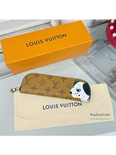 Louis Vuitton Tan Monogram Dog-Graphic Slim Zip Case