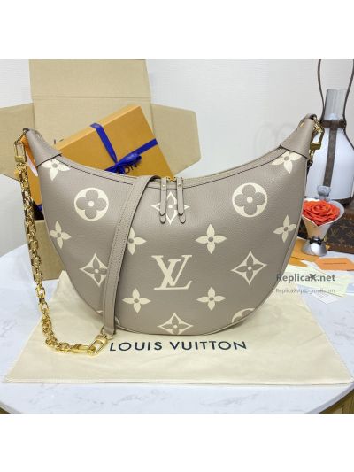 Louis Vuitton Taupe and Cream Monogram Crescent Shoulder Bag Premium