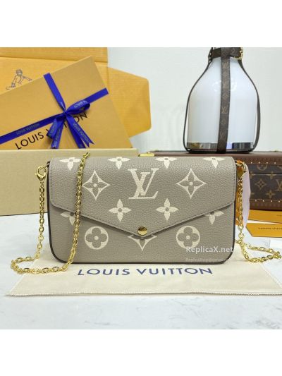 Louis Vuitton Taupe and Cream Monogram Envelope Chain Wallet Premium