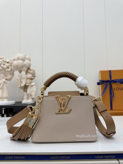 Louis Vuitton Taupe Braided Handle Tassel Bag