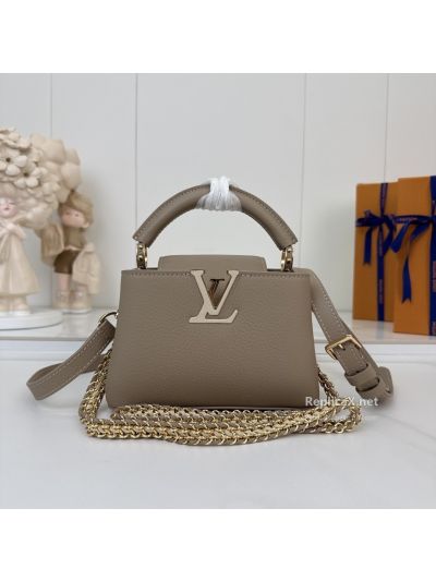 Louis Vuitton Taupe Top Handle Bag with Chain Strap