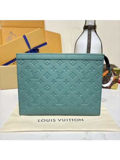 Louis Vuitton Teal Embossed Zip Clutch