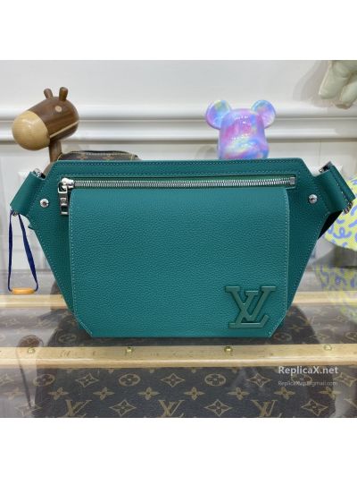 Louis Vuitton Teal Grained Flap Belt Bag