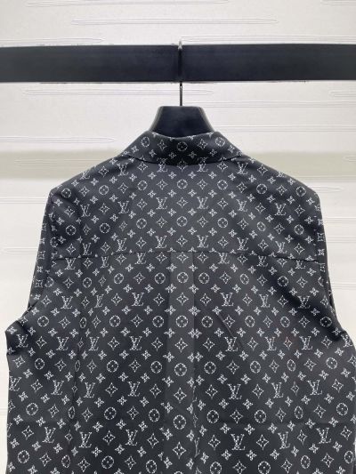 Louis Vuitton Turn-Down Collar Long Sleeve Shirt in Black and White
