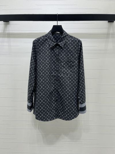 Louis Vuitton Turn-Down Collar Long Sleeve Shirt in Black and White